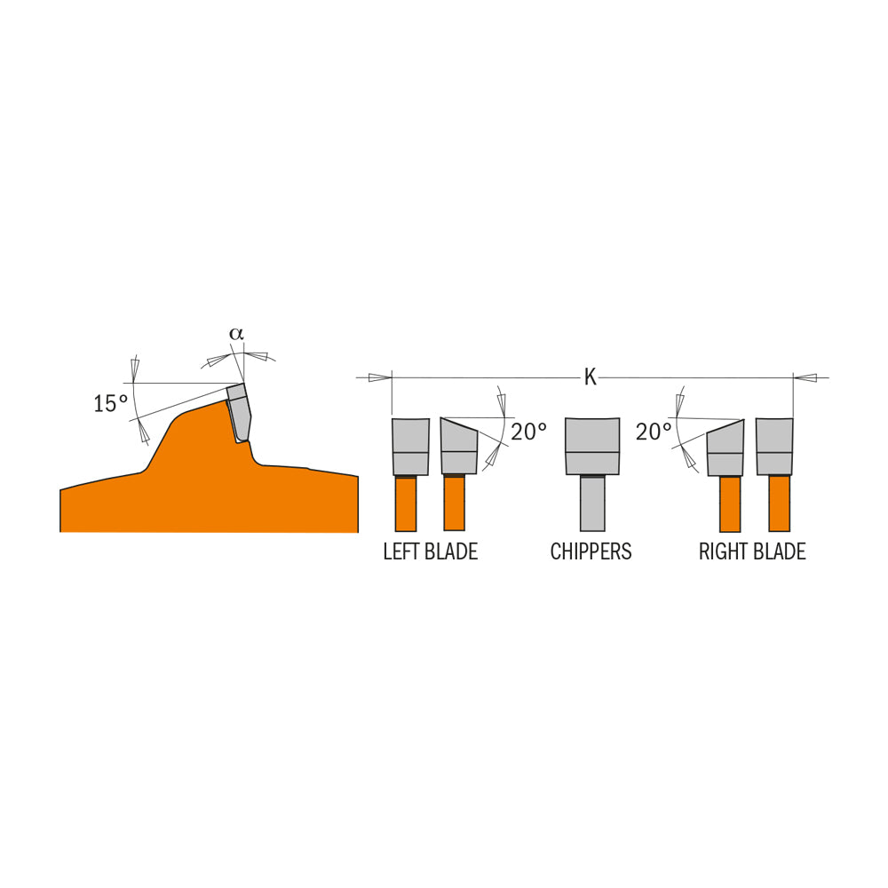 CMT Orange Precision Dado Blade Set 8" x T12 FTG+ATB