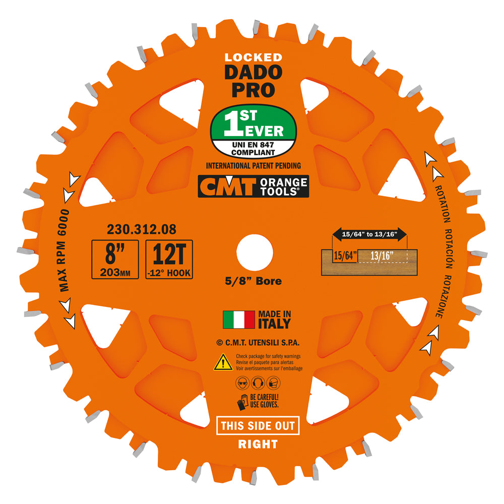 CMT Orange Tools Locking Precision Dado Blade Set 8" X T12 FTG+ATB